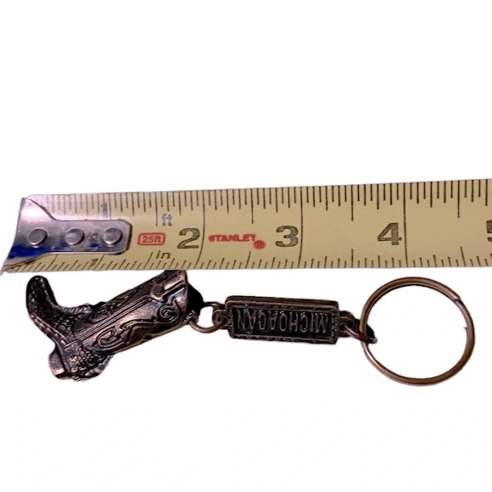 Western Boot Keychain Cowboy Metal Handcrafted Heavy Duty Brown 4.5” Key Holder